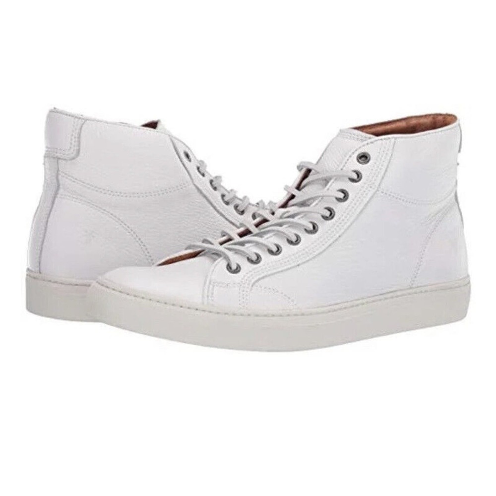 Frye Men's Walker Mid Lace White Leather Sneaker Size 9M Made in USA - Picture 1 of 7